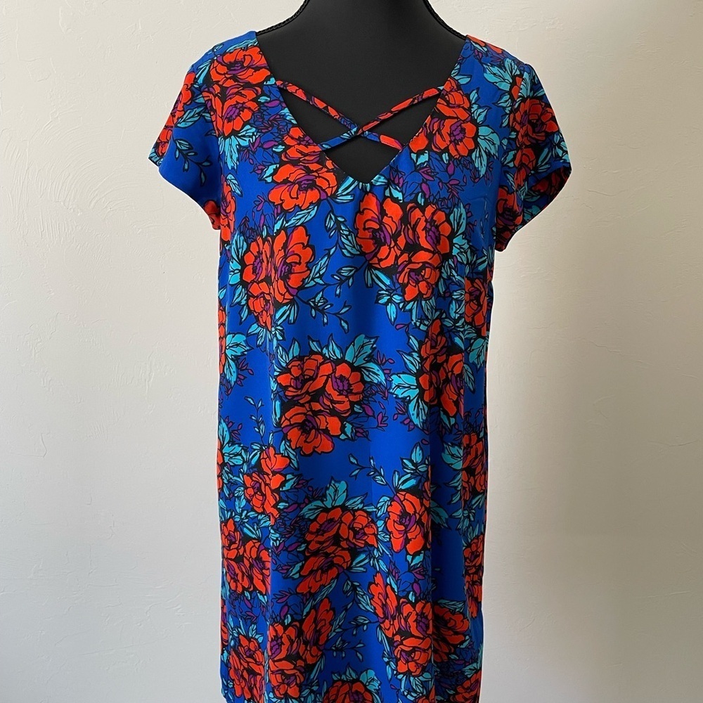 Giani Bernini Blue and Red Floral Mini Dress - Picture 4 of 6
